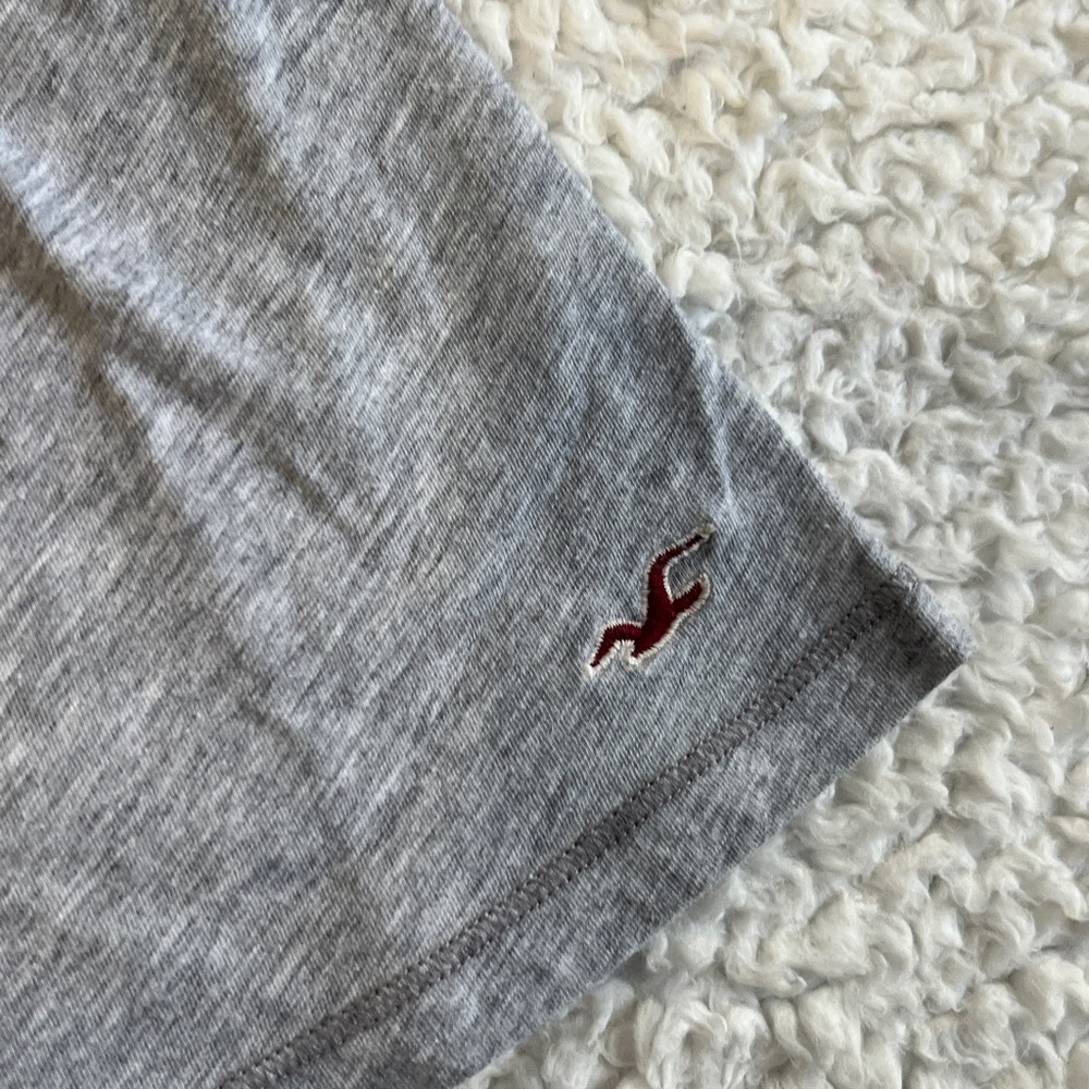 Vintage y2k 2000s Hollister Babydoll top pointelle buttons grey and white - Picture 2 of 6